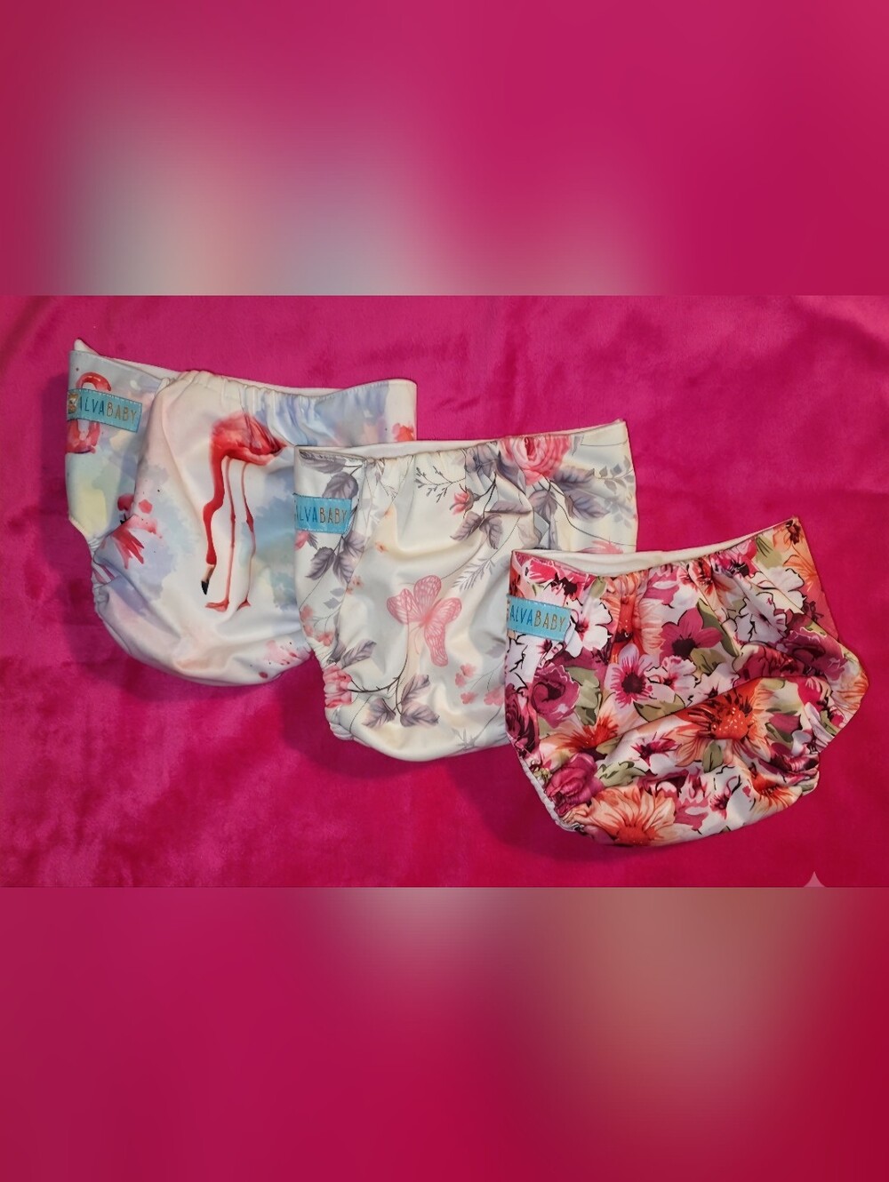 Reusable Baby Girl Cloth Diapers Set Of 3